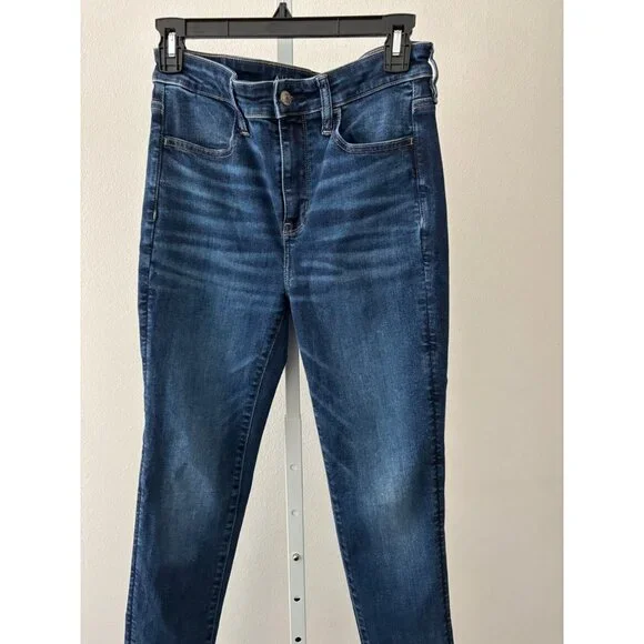 American Eagle Jean 8 High-Waisted Jegging Dark Wash Clean Girl Street Style - Picture 11 of 16